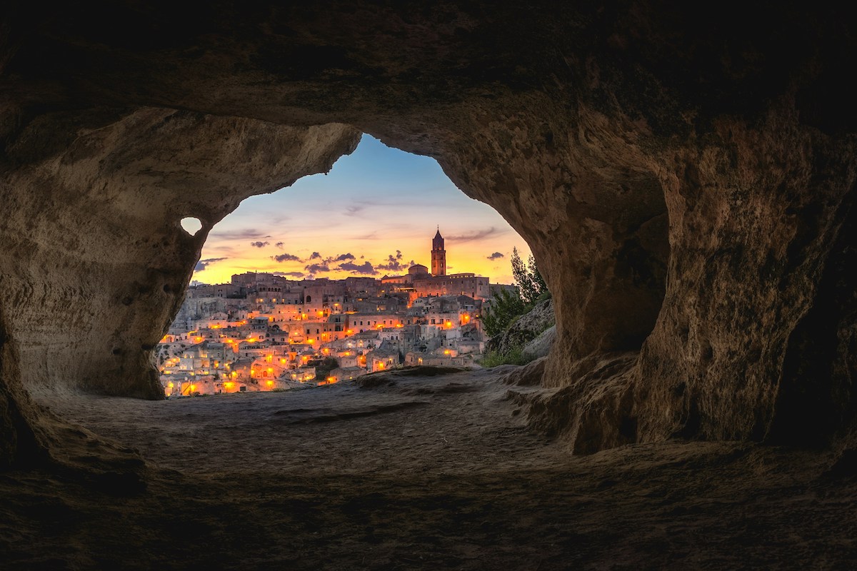 View from a cave in Matera, Italy