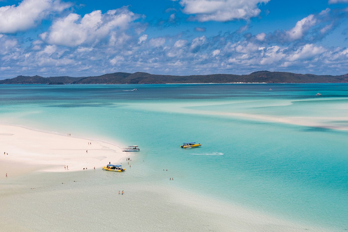 Panoramic view over the sandy beaches of Queensland, Australia