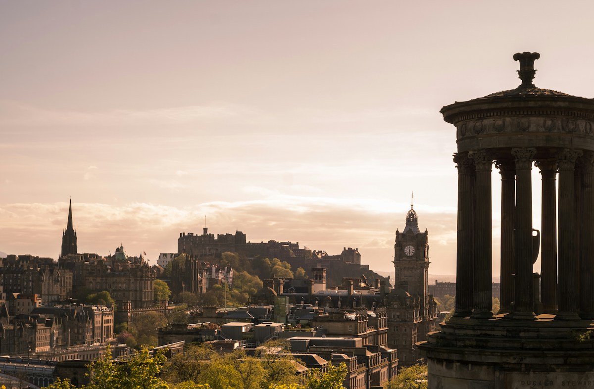 View from Calton hill over the city of Edinburgh.